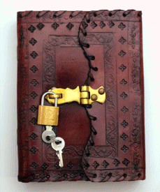Embossed and Stitched Leather Embossed Journal with Lock and Key